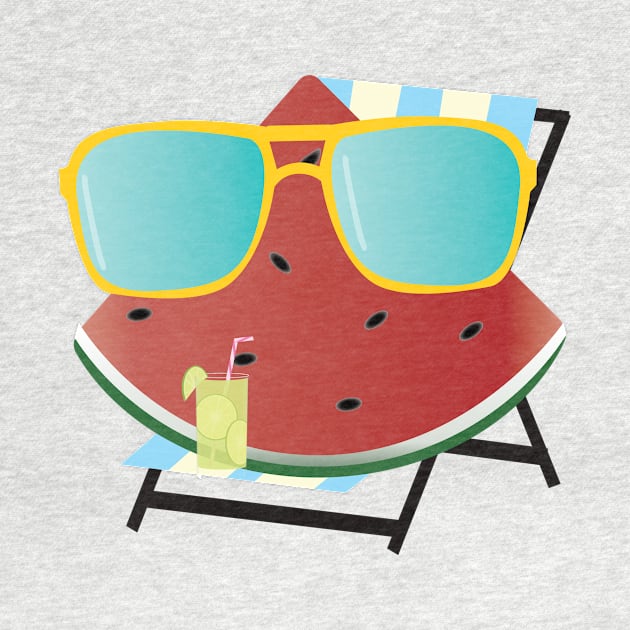 Funny Watermelon with sunglasses illustration by sigdesign